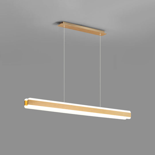 Minimalist Led Island Pendant - Linear Acrylic Hanging Light For Dining Room Gold / 31.5 White