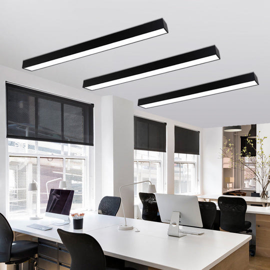 Minimalistic Office Glow: Pole-Shaped Led Metal Flush Mount Ceiling Light Black / Small 35.5