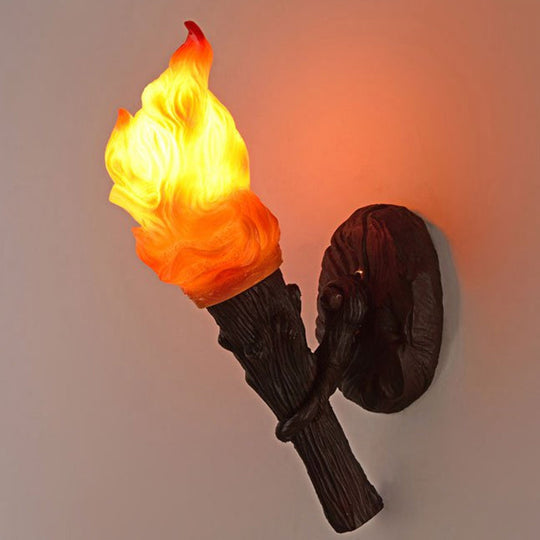 Modern Resin Torch Wall Light: Single Bulb Decorative Foyer Lamp In Orange / 16