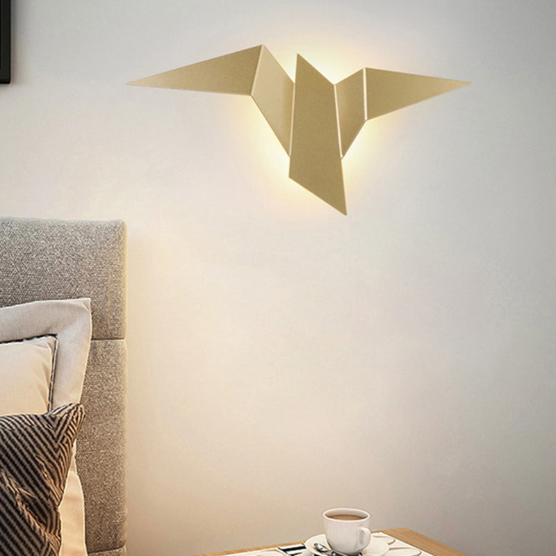 Artistic Metal Origami Bird Led Sconce For Living Room Wall Gold