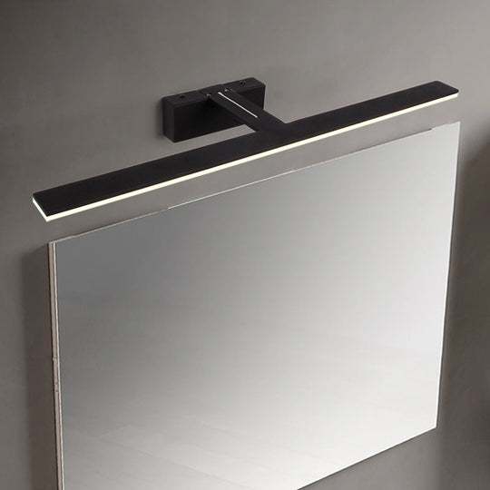 Sleek Led Vanity Lamp: Minimalist Bar Design Metal Base Acrylic Diffuser - Ideal For Bathrooms Black