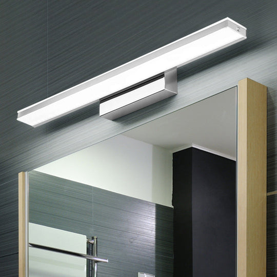 Modern Led Bathroom Vanity Light - Stainless Steel Wall Mount Lamp In White Rectangle Design