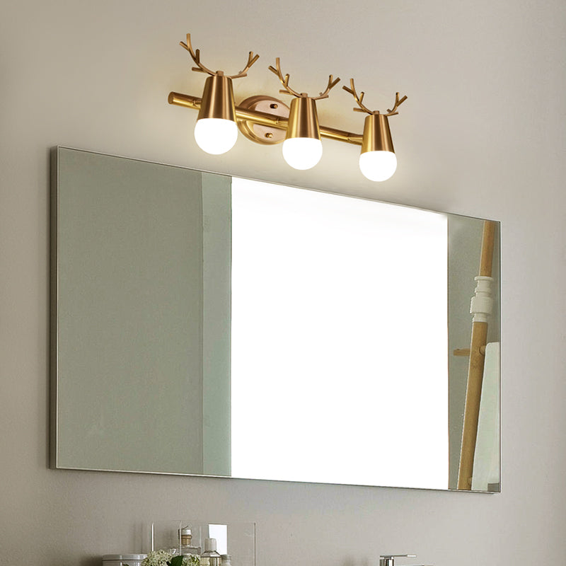 Postmodern Metal Brass Sconce Light With Exposed Bulb Design - Antler Vanity Wall Fixture