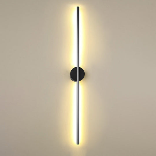 Modern Black Led Wall Sconce For Living Room - Stylish Metallic Fixture / Round Canopy 47