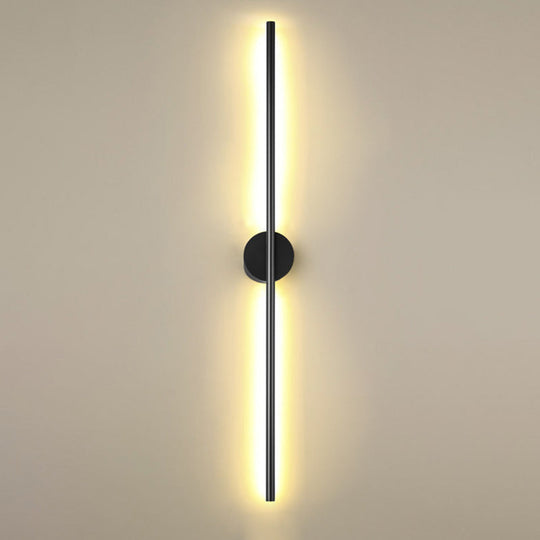 Modern Black Led Wall Sconce For Living Room - Stylish Metallic Fixture / Round Canopy 57