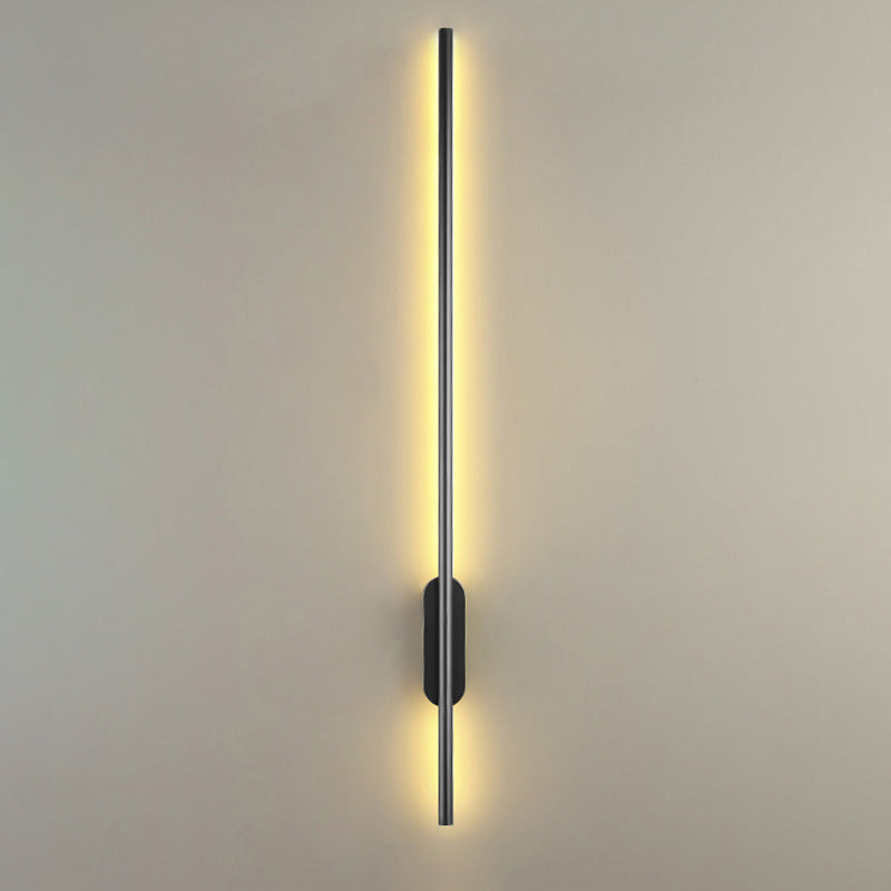 Modern Black Led Wall Sconce For Living Room - Stylish Metallic Fixture / Linear Canopy 23.5