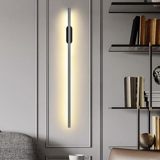 Modern Black Led Wall Sconce For Living Room - Stylish Metallic Fixture