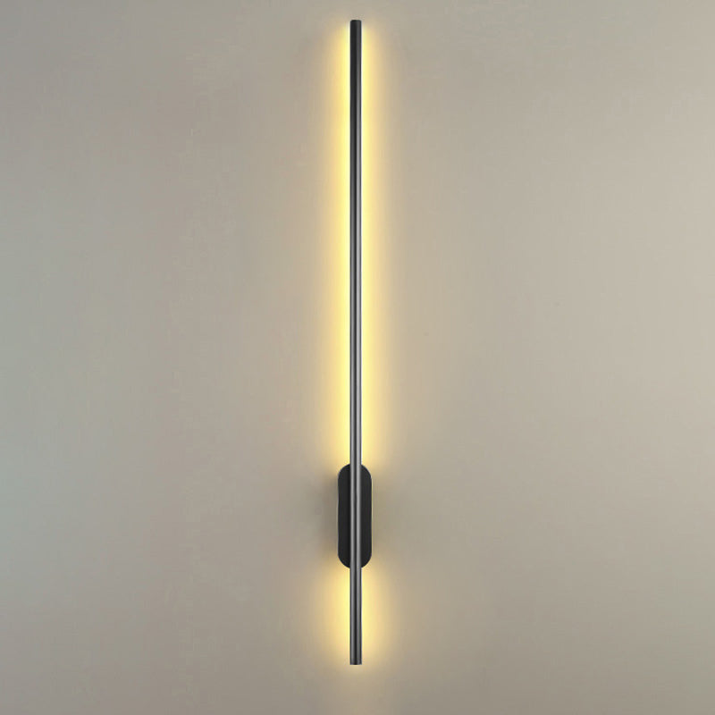 Modern Black Led Wall Sconce For Living Room - Stylish Metallic Fixture / Linear Canopy 31.5