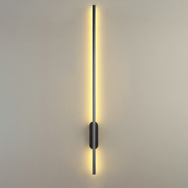 Modern Black Led Wall Sconce For Living Room - Stylish Metallic Fixture / Linear Canopy 39