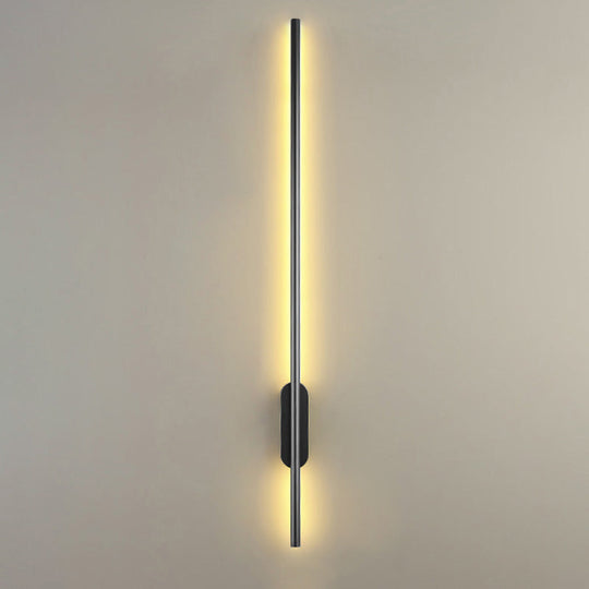Modern Black Led Wall Sconce For Living Room - Stylish Metallic Fixture / Linear Canopy 47