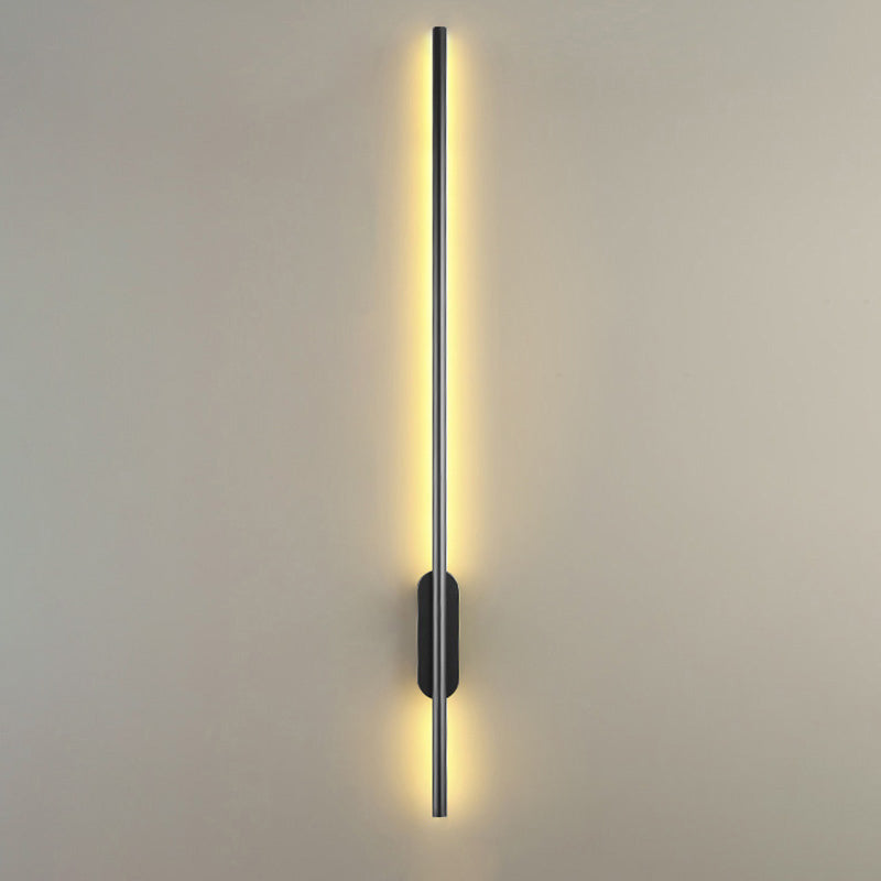Modern Black Led Wall Sconce For Living Room - Stylish Metallic Fixture / Linear Canopy 57