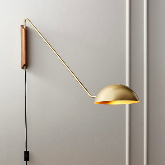 Modern Wall Mounted Reading Lamp: Single Task Dome Plug-In Light With Metal Shade