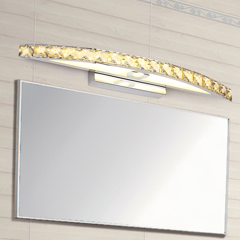 Modern Crystal Led Vanity Wall Light For Bathrooms - Arched Sconce Fixture Champagne / 17 Warm