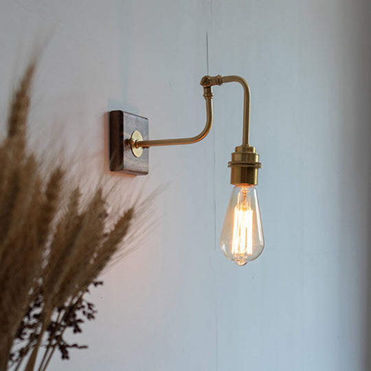 Industrial Adjustable Wall Light Fixture - Metal Gold Plated Sconce Lighting Faucet-Like Design
