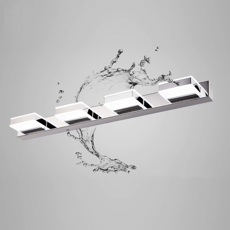 Modern Square Led Vanity Sconce With Stainless Steel & White Chrome Finish For Bath