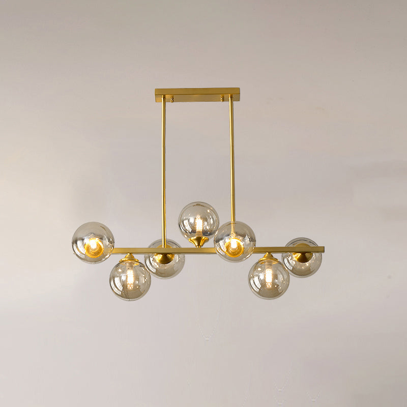 Amber Glass Bubbles Island Lamp: Modern Gold Hanging Light For Dining Room 7 /