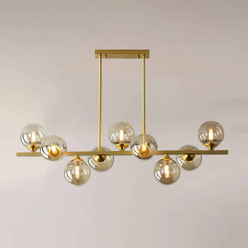Amber Glass Bubbles Island Lamp: Modern Gold Hanging Light For Dining Room 9 /