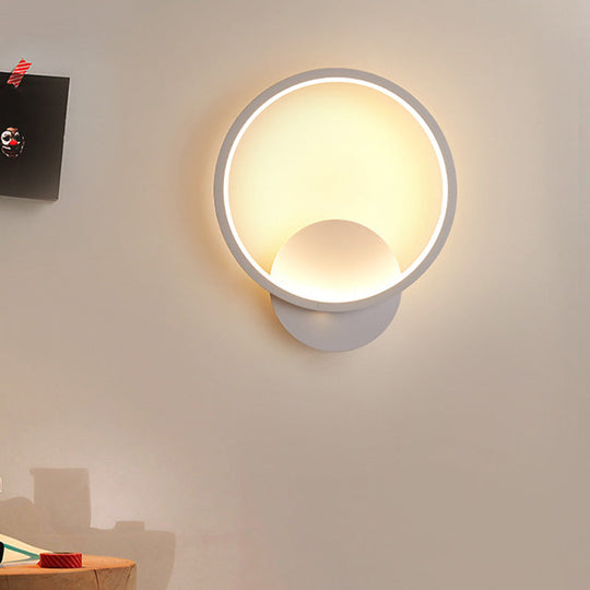 Halo Led Wall Sconce Lighting - Minimalistic Acrylic Light In White For Living Room
