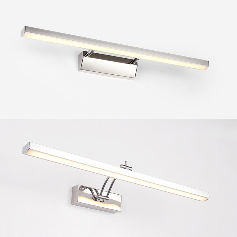 Contemporary Led Wall Mounted Vanity Light Fixture - Stainless Steel Stick Design White Lighting