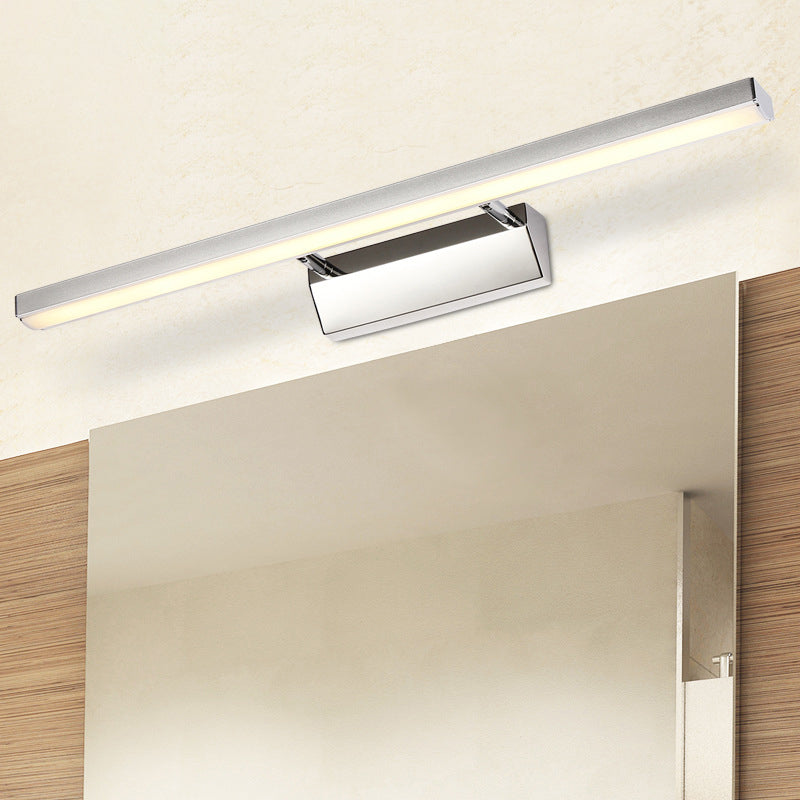 Contemporary Led Wall Mounted Vanity Light Fixture - Stainless Steel Stick Design White Lighting /