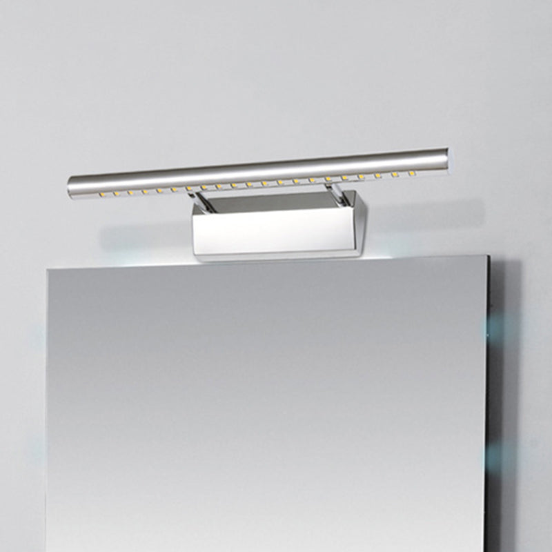 Stainless Steel Vanity Lamp: Minimalist Nickel Led Wall Light With Pivot Joint