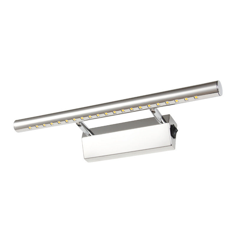 Stainless Steel Vanity Lamp: Minimalist Nickel Led Wall Light With Pivot Joint