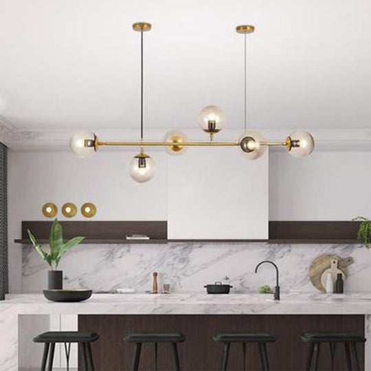 Postmodern Gold Island Pendant with Glass Shades- Set of 6