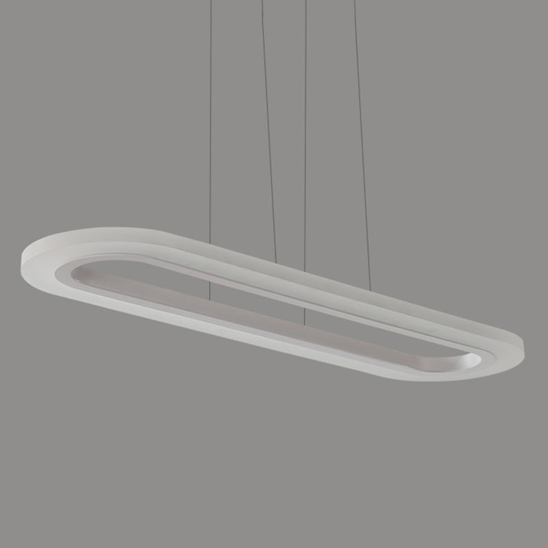Sleek Silver Led Office Island Ceiling Light - Acrylic Pendulum Design
