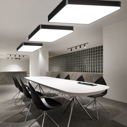 Stylish Office Illumination: Nordic Black Square LED Metal Flush Mount Ceiling Lamp
