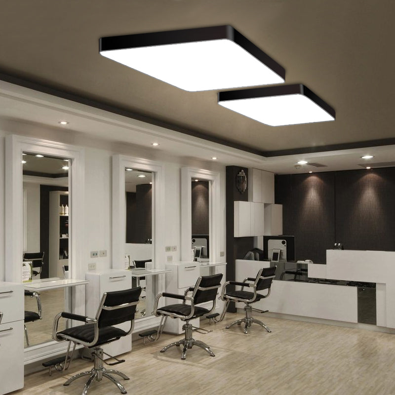 Stylish Office Illumination: Nordic Black Square LED Metal Flush Mount Ceiling Lamp