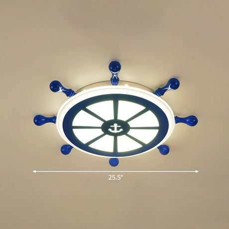 Rudder Kids Ceiling Lamp In Navy Blue - Creative Led Flush Mount Light