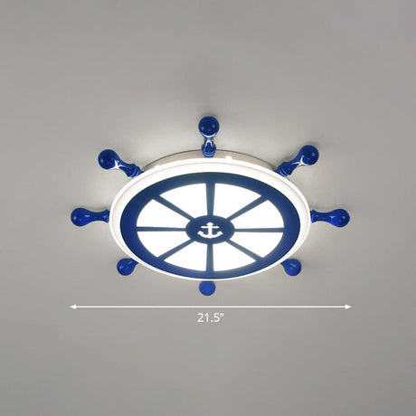 Rudder Kids Ceiling Lamp In Navy Blue - Creative Led Flush Mount Light
