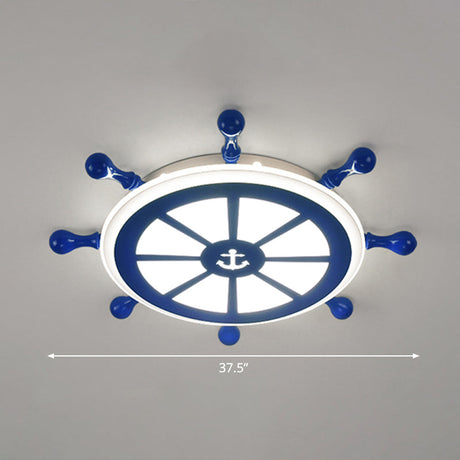Rudder Kids Ceiling Lamp In Navy Blue - Creative Led Flush Mount Light
