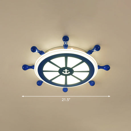 Rudder Kids Ceiling Lamp In Navy Blue - Creative Led Flush Mount Light