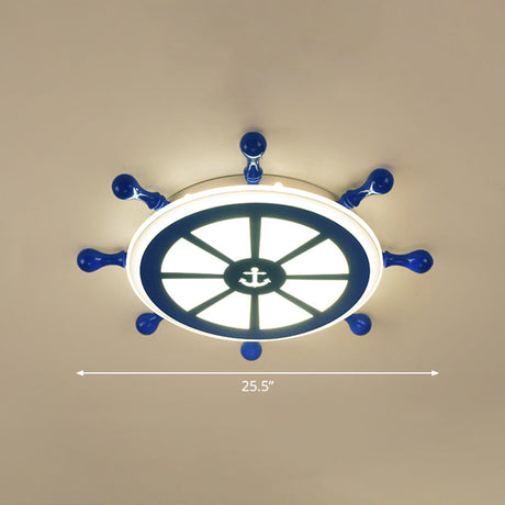 Rudder Kids Ceiling Lamp In Navy Blue - Creative Led Flush Mount Light