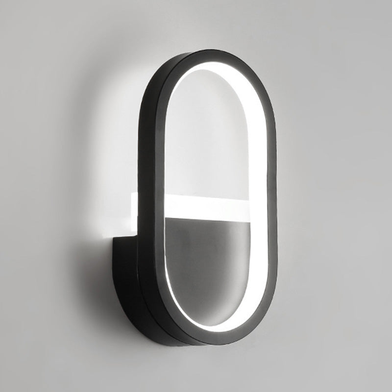 Minimalist Elliptical Led Wall Sconce For Bedroom Lighting Black / White