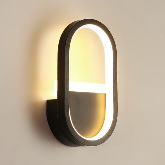 Minimalist Elliptical Led Wall Sconce For Bedroom Lighting Black / Warm