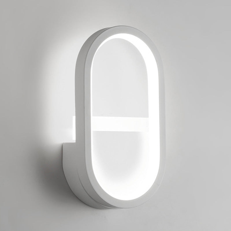 Minimalist Elliptical Led Wall Sconce For Bedroom Lighting White /