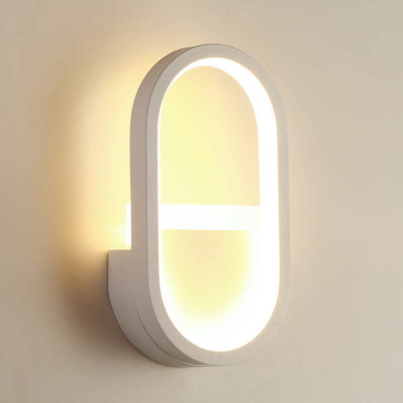 Minimalist Elliptical Led Wall Sconce For Bedroom Lighting White / Warm