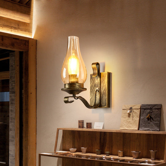 Rustic Clear Glass Lantern Wall Sconce - Perfect Living Room Lighting