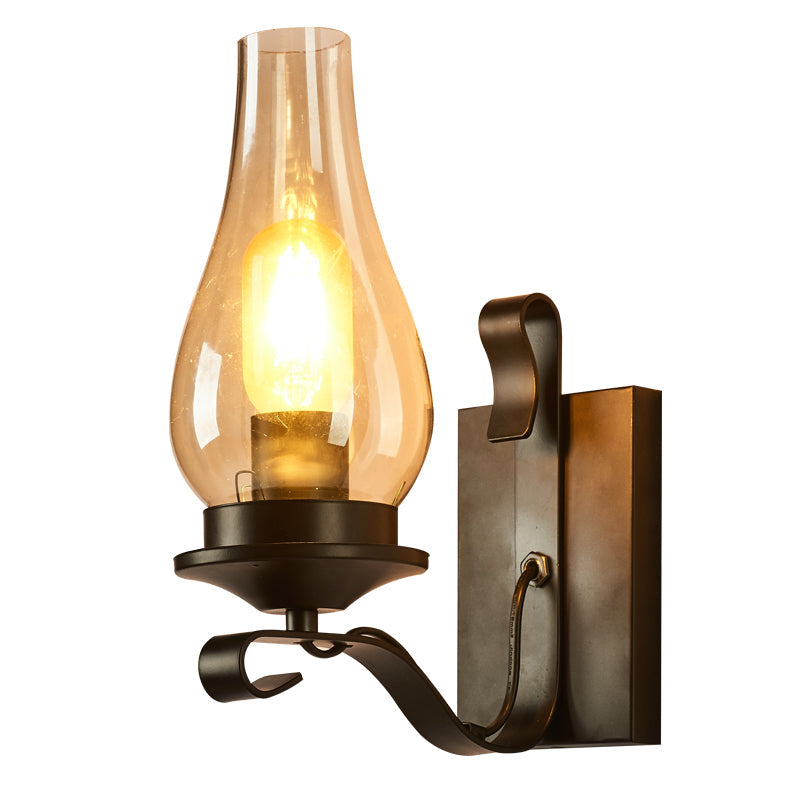 Rustic Clear Glass Lantern Wall Sconce - Perfect Living Room Lighting