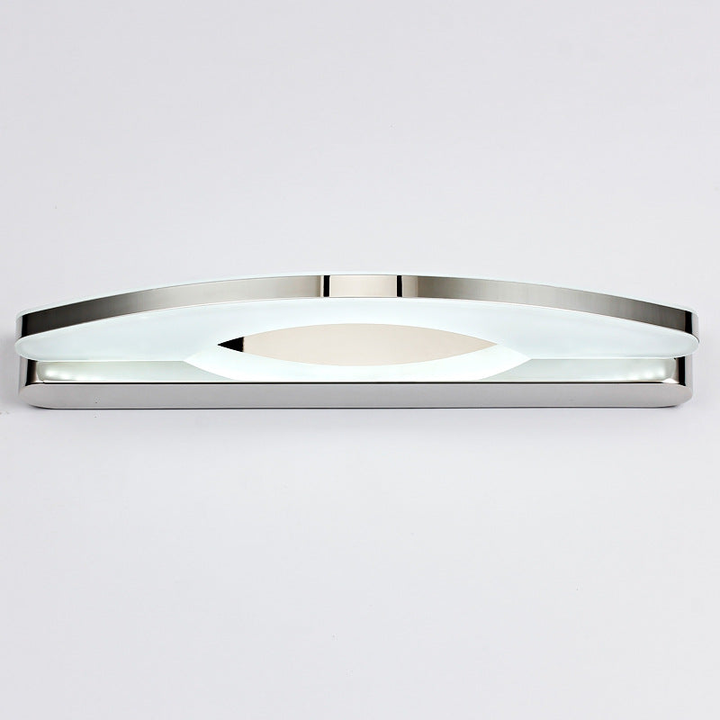 Modern Style Chrome Arc Vanity Light With Stainless Steel Led Wall Sconce And Acrylic Diffuser /