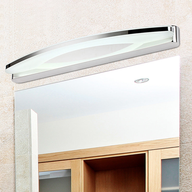 Modern Style Chrome Arc Vanity Light With Stainless Steel Led Wall Sconce And Acrylic Diffuser