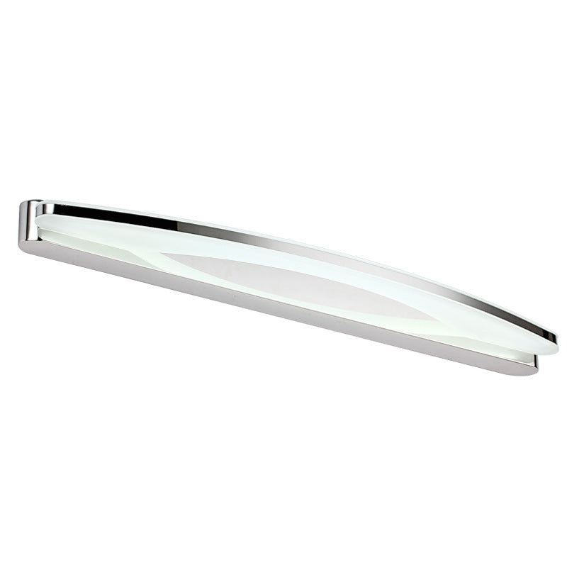 Modern Style Chrome Arc Vanity Light With Stainless Steel Led Wall Sconce And Acrylic Diffuser
