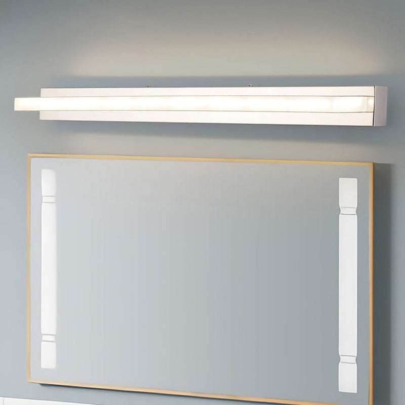Modern Acrylic Led Vanity Sconce - Rectangular Wall Mounted Lamp (Chrome)