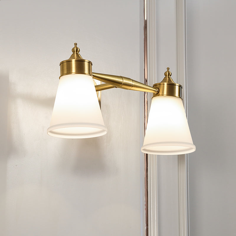 Hand-Blown Cream Glass Bath Wall Sconce Light - Postmodern Tapered Vanity Lighting