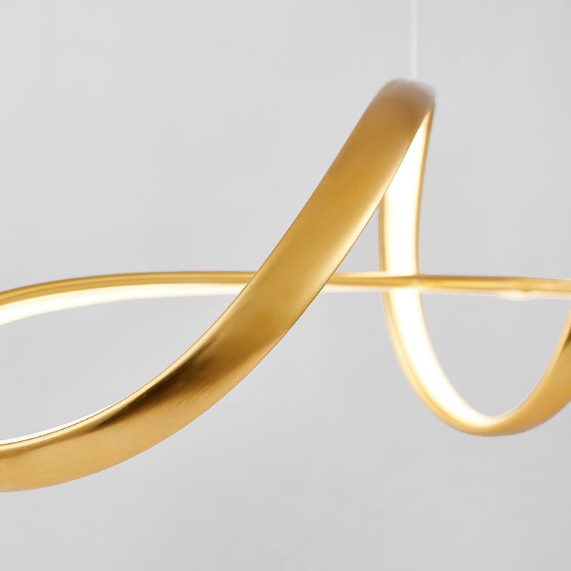 Nordic Metal Led Suspension Lamp: Gold Plated Twist Design For Restaurant Island Lighting