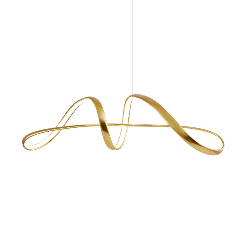 Nordic Metal Led Suspension Lamp: Gold Plated Twist Design For Restaurant Island Lighting