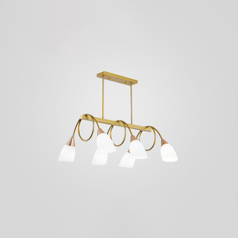 Contemporary Milk Glass Pendant Light - Tulip Shade Island Lamp Ideal For Restaurants 6 / Gold