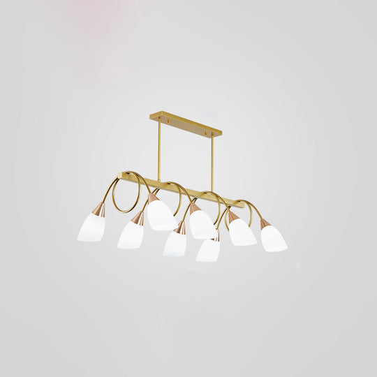 Contemporary Milk Glass Pendant Light - Tulip Shade Island Lamp Ideal For Restaurants 8 / Gold